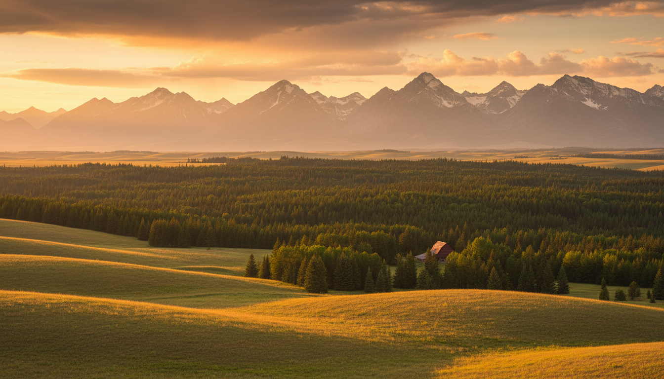 Cochrane foothills with Rocky Mountain horizon